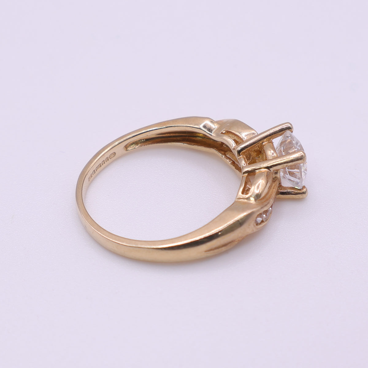 14ct Gold Channel Set CZ Engagement-Style Ring