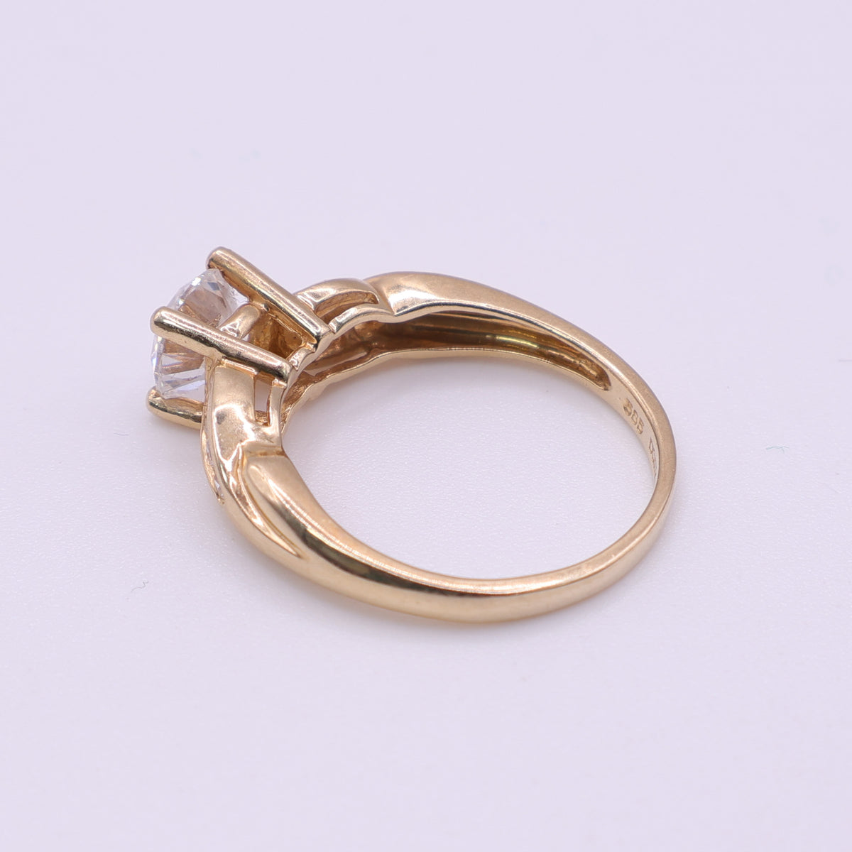 14ct Gold Channel Set CZ Engagement-Style Ring