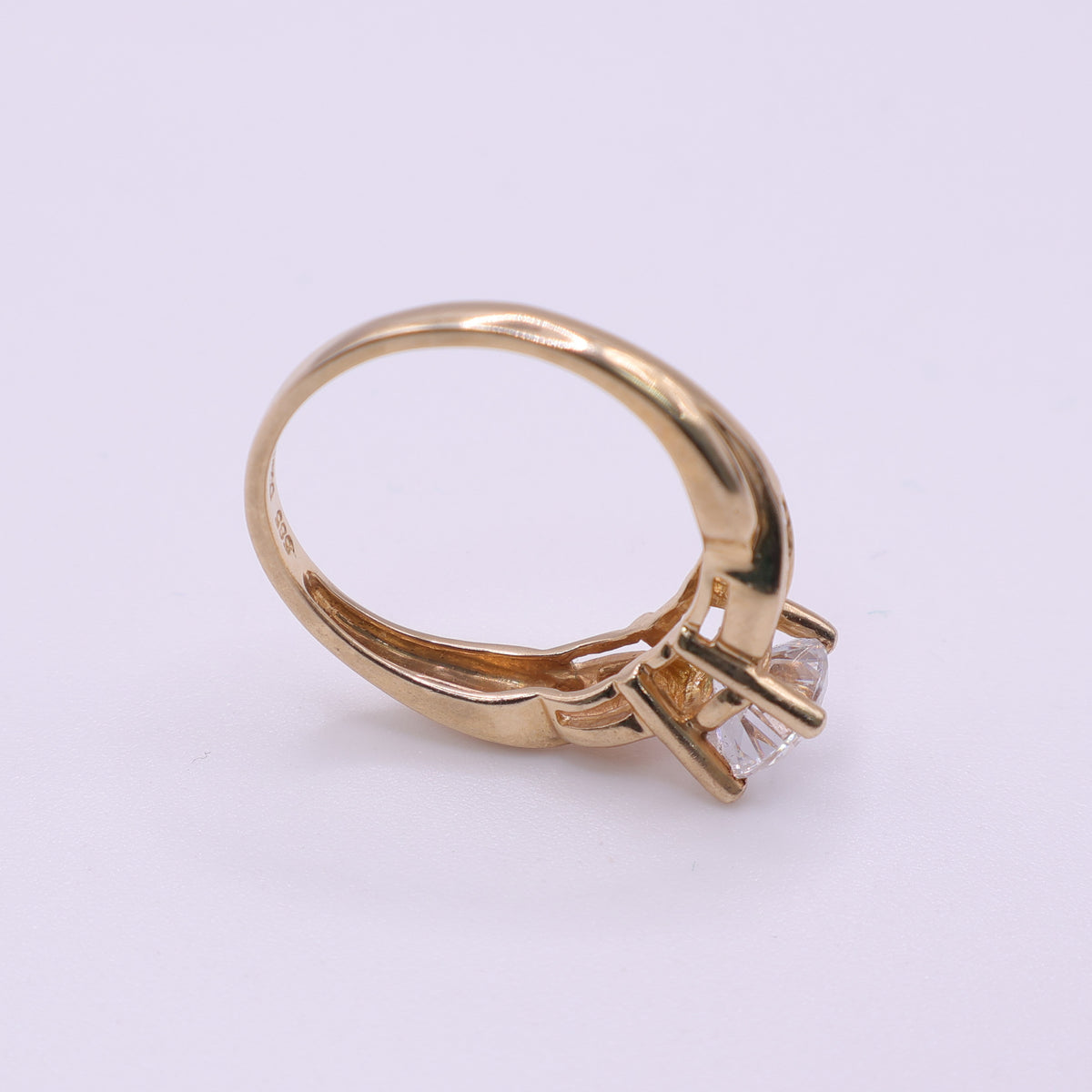 14ct Gold Channel Set CZ Engagement-Style Ring