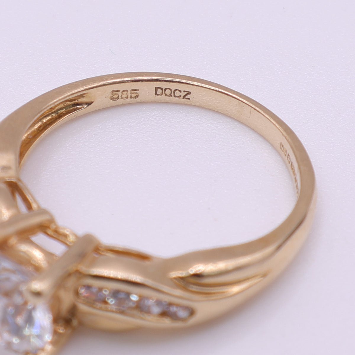 14ct Gold Channel Set CZ Engagement-Style Ring