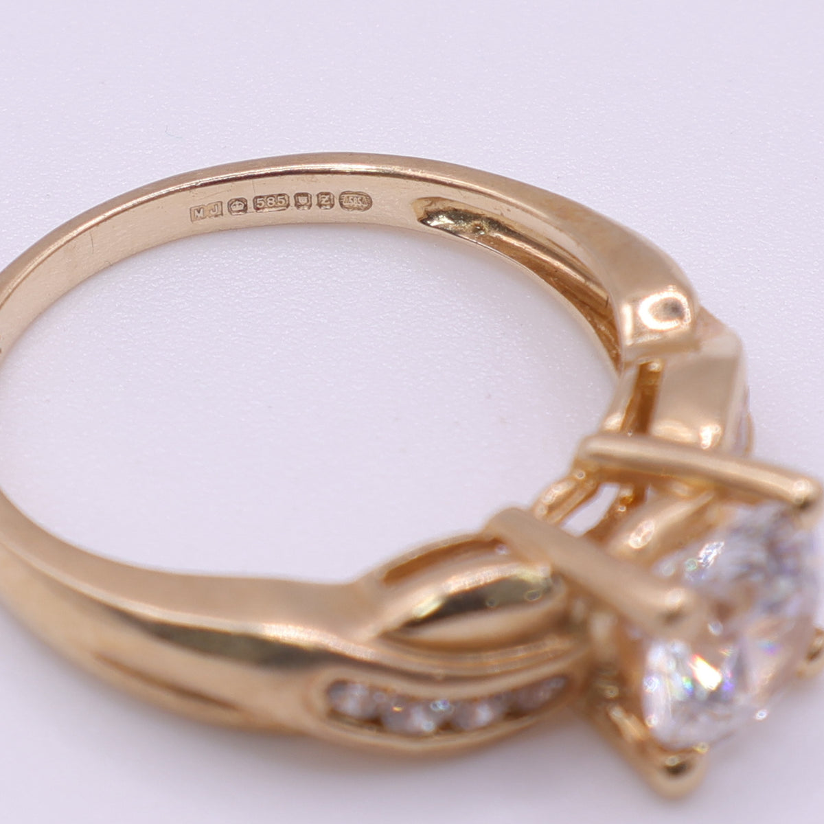 14ct Gold Channel Set CZ Engagement-Style Ring