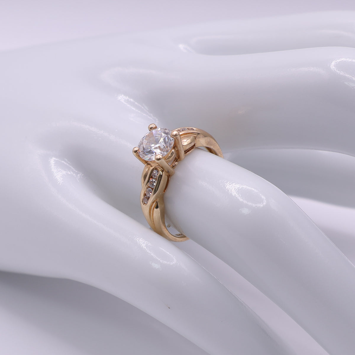 14ct Gold Channel Set CZ Engagement-Style Ring