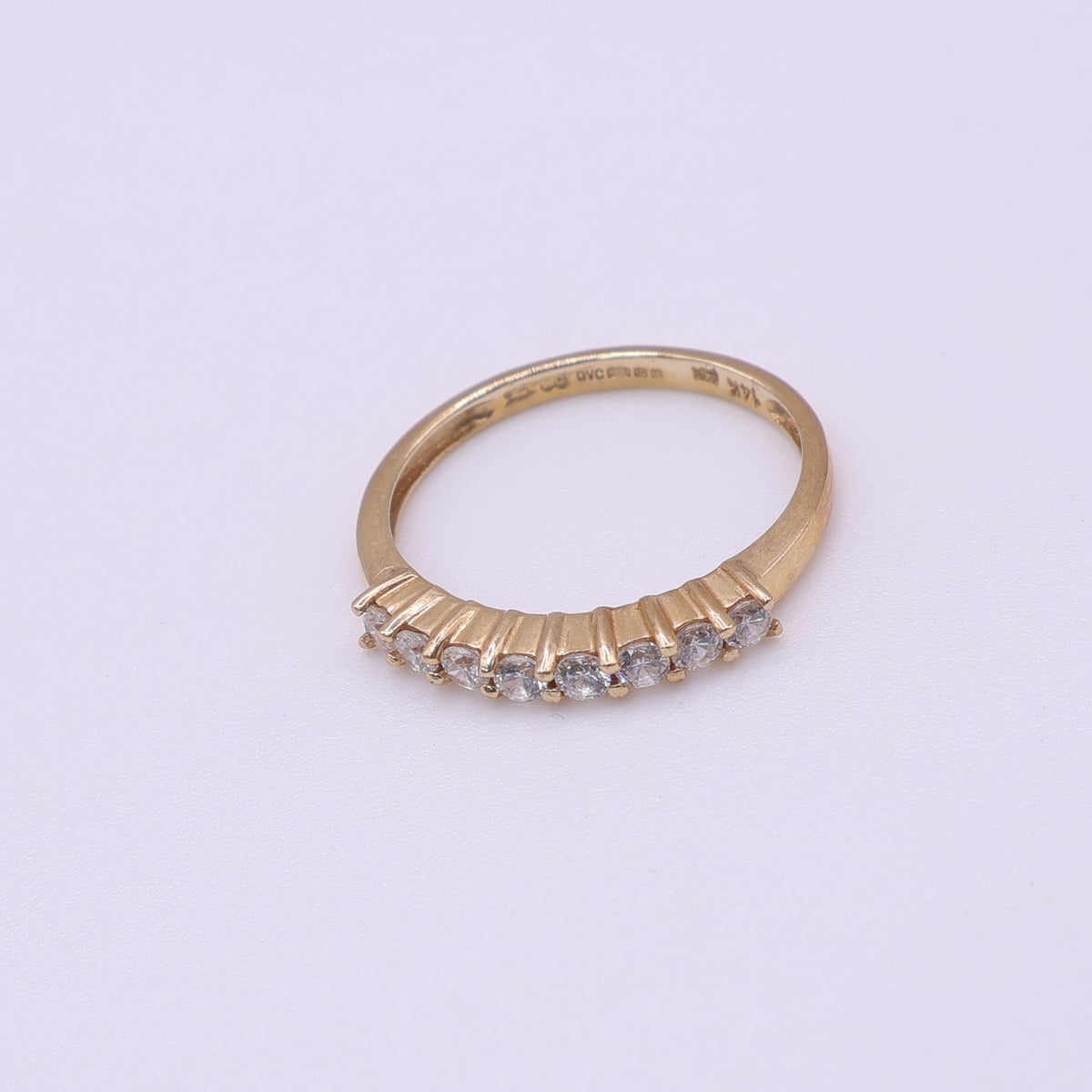 14ct Yellow Gold 8 stone CZ Half Eternity Ring