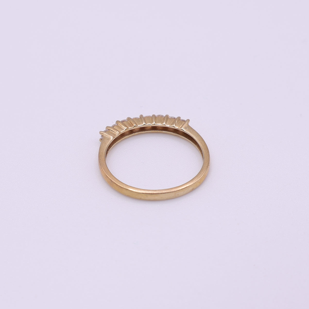 14ct Yellow Gold 8 stone CZ Half Eternity Ring
