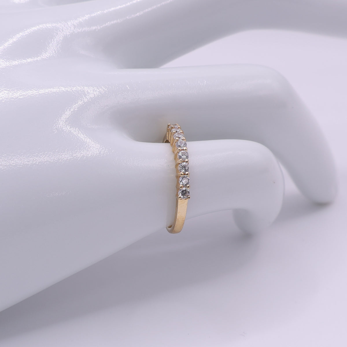 14ct Yellow Gold 8 stone CZ Half Eternity Ring