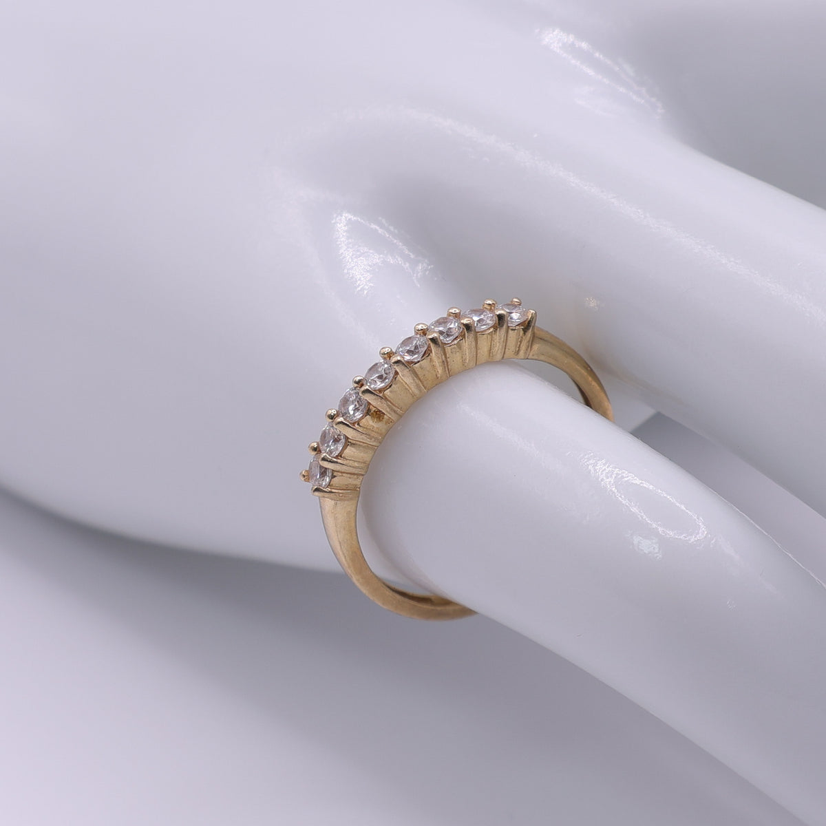 14ct Yellow Gold 8 stone CZ Half Eternity Ring