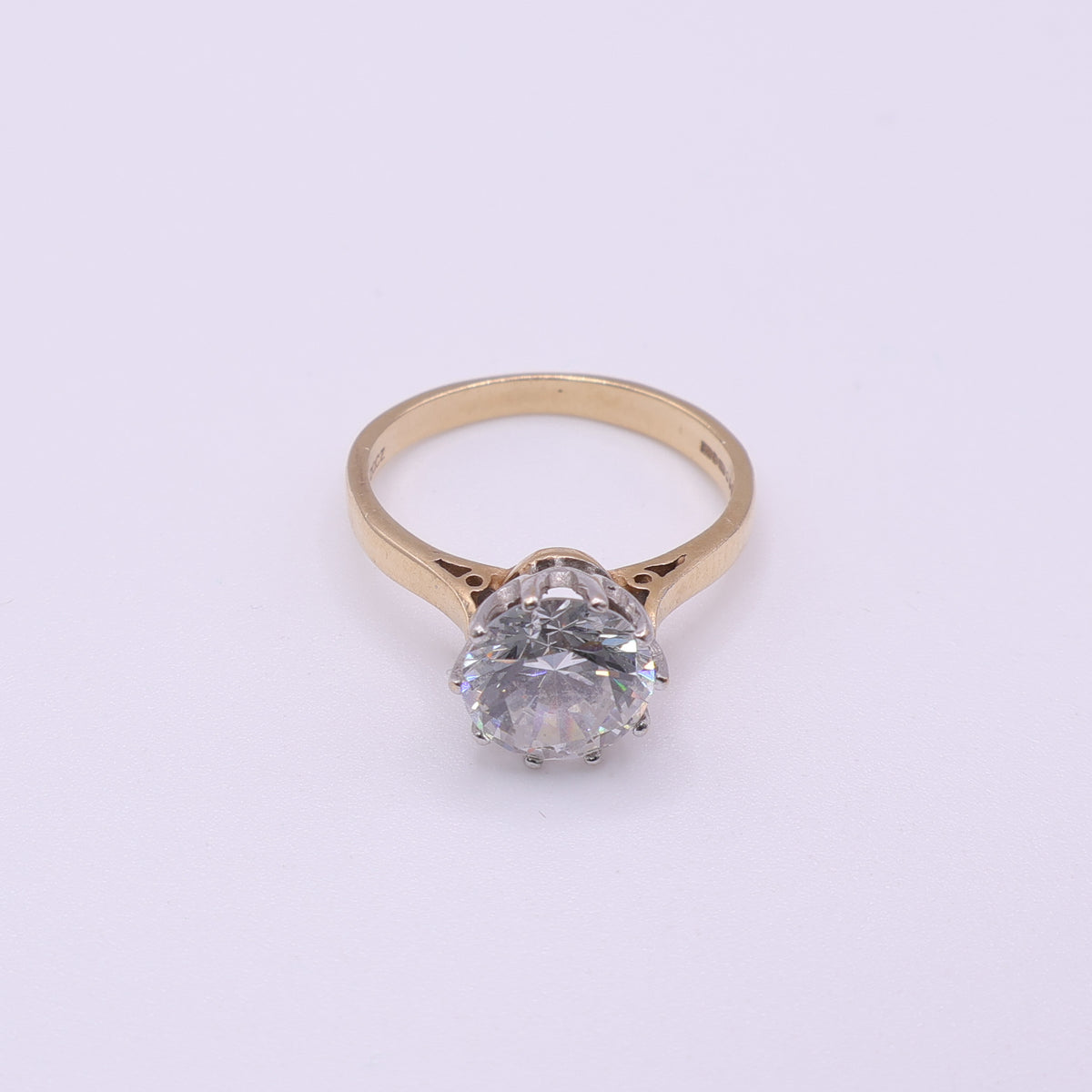 14ct Yellow Gold Raised CZ Solitaire Ring