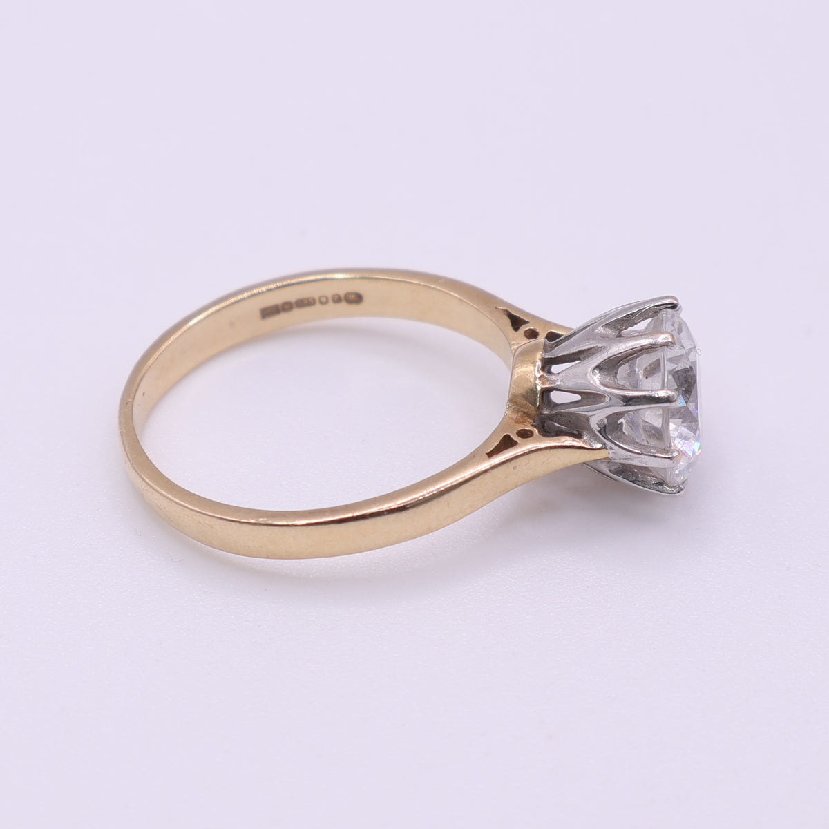 14ct Yellow Gold Raised CZ Solitaire Ring