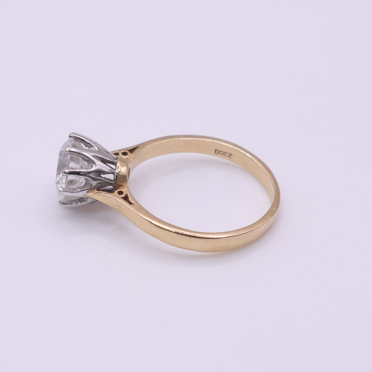 14ct Yellow Gold Raised CZ Solitaire Ring