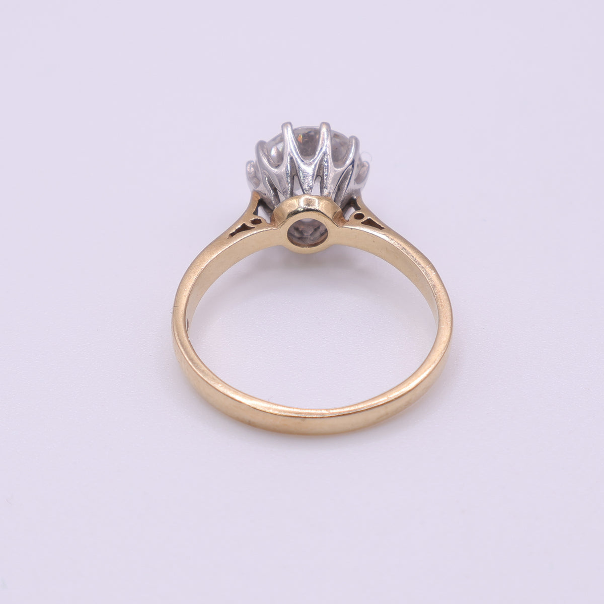14ct Yellow Gold Raised CZ Solitaire Ring