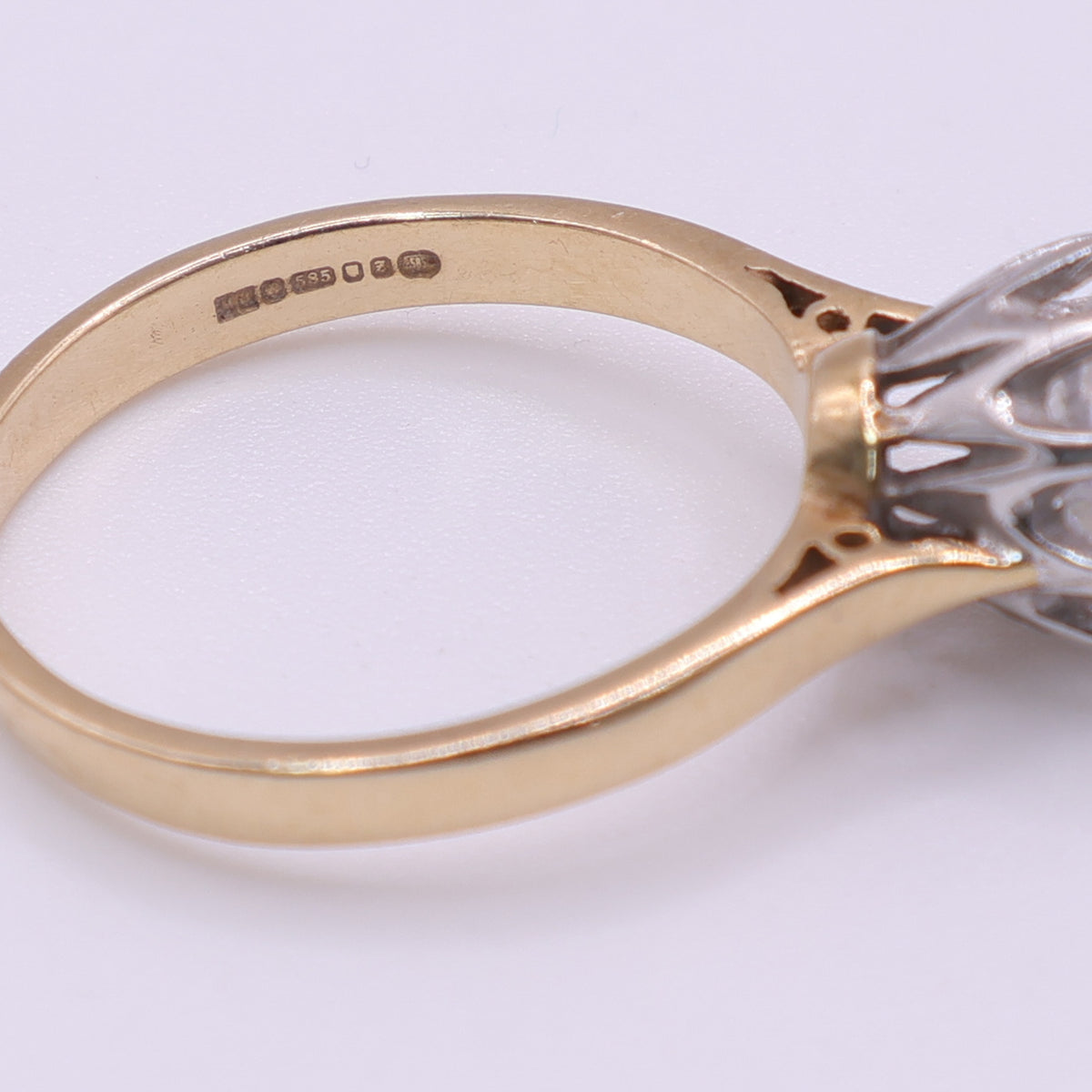 14ct Yellow Gold Raised CZ Solitaire Ring