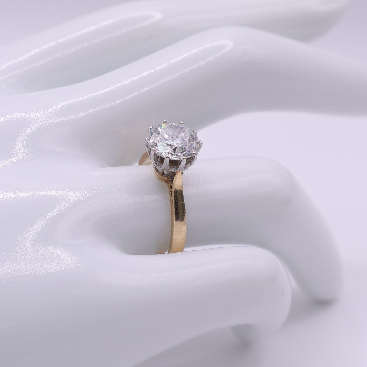 14ct Yellow Gold Raised CZ Solitaire Ring