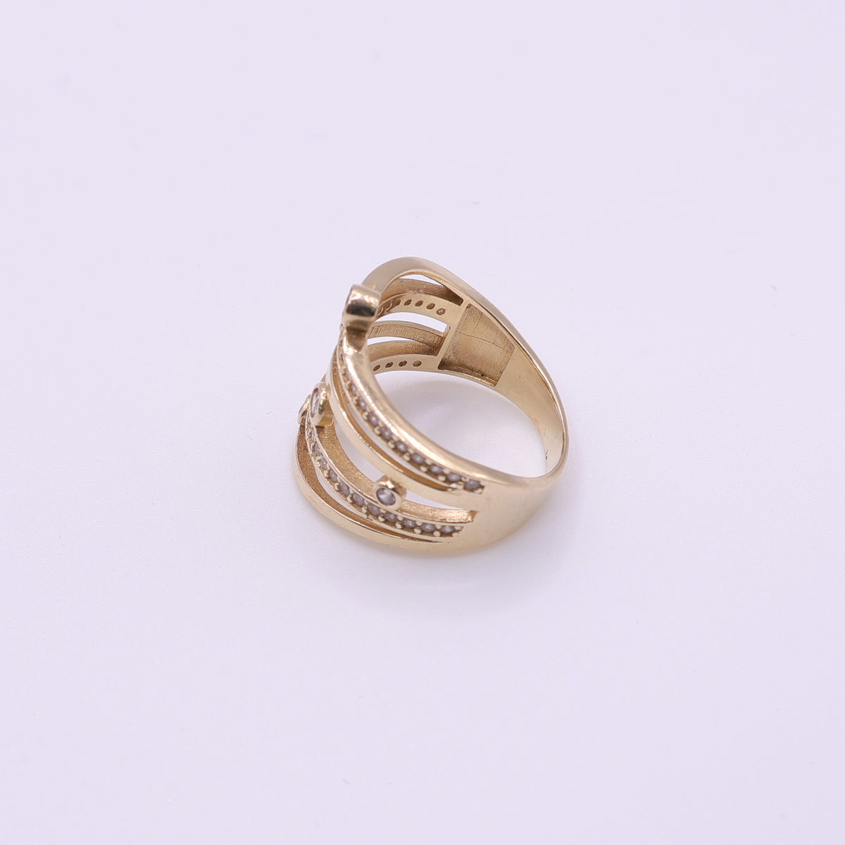14ct Yellow Gold White Topaz Multi Band Ring
