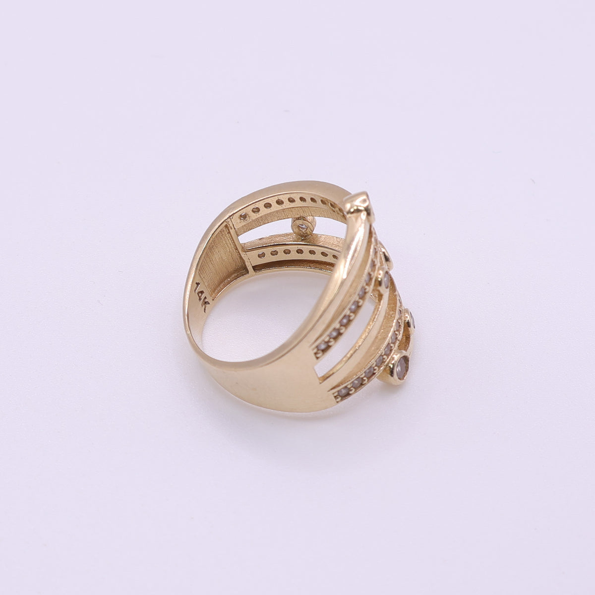 14ct Yellow Gold White Topaz Multi Band Ring