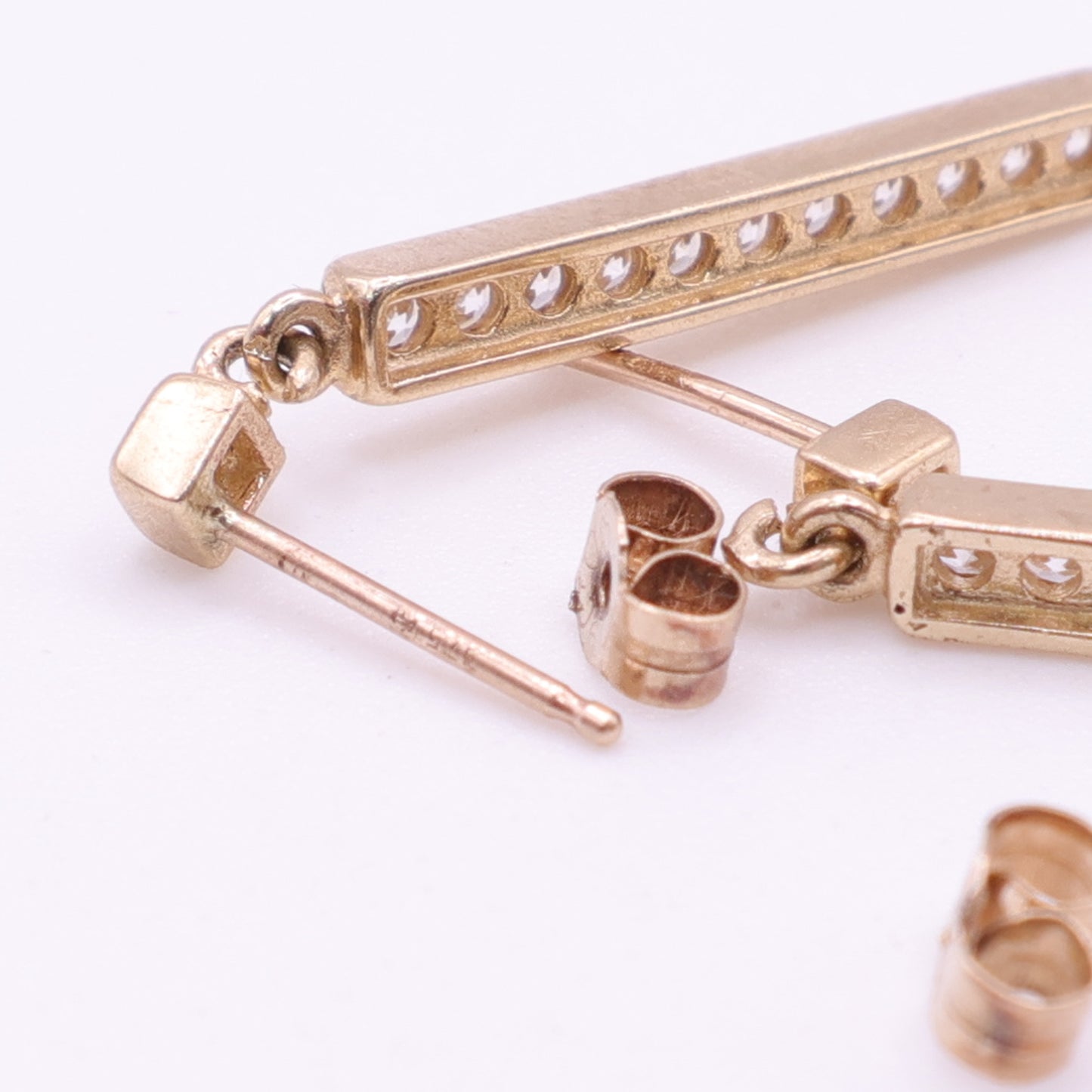 Second-Hand 9ctYellow Gold Stone-Set Bar Drop Earrings