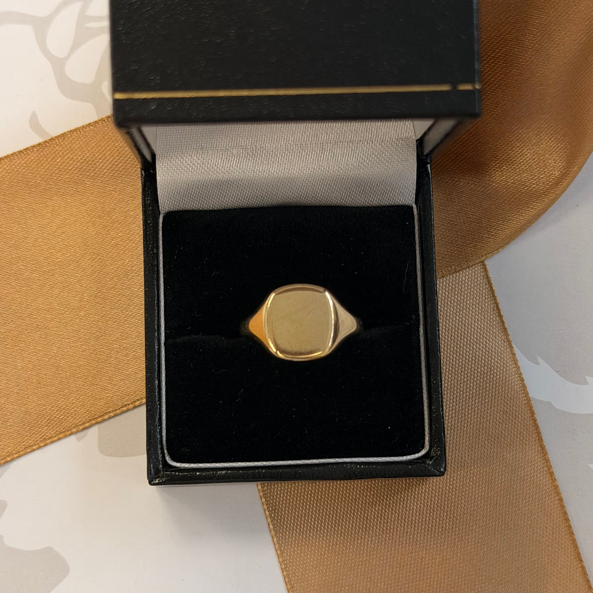 9ct Yellow Gold Cushion Signet Ring with Border