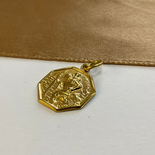 9ct Yellow Gold St Christopher Pendant / Charm