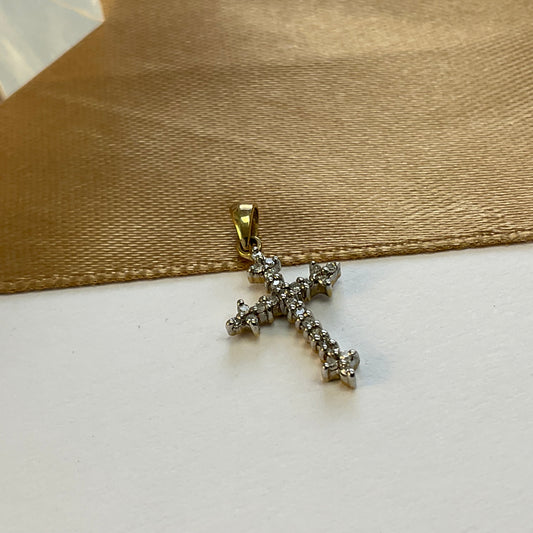 9ct Yellow Gold Diamond Cross - Small