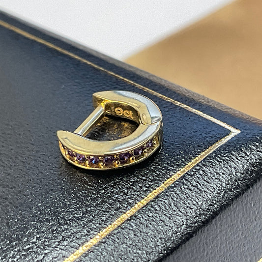 9ct Yellow Gold Earring Cuff - Purple Amethyst - SINGLE EARRING