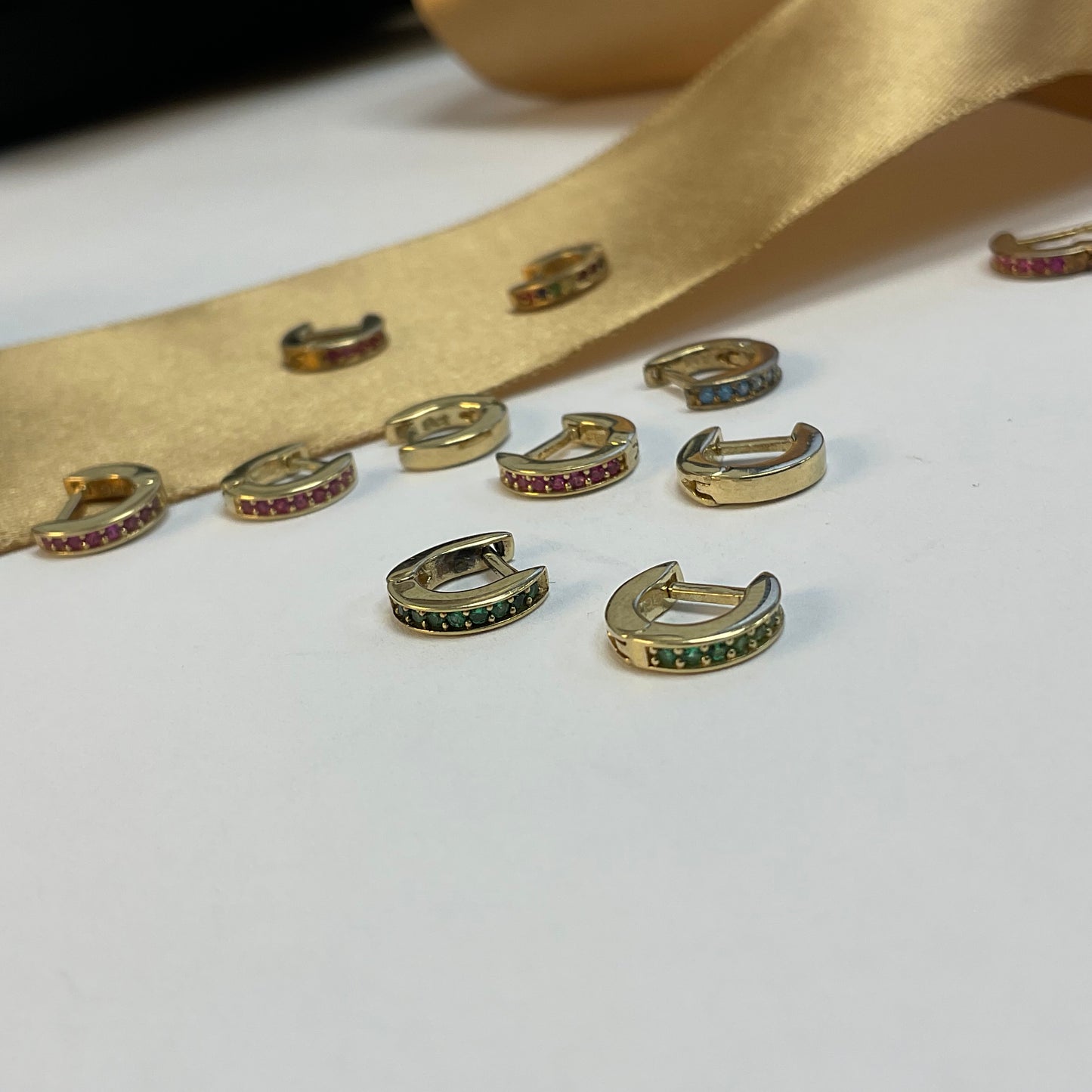 9ct Yellow Gold Earring Cuff - Pink Sapphire - SINGLE EARRING