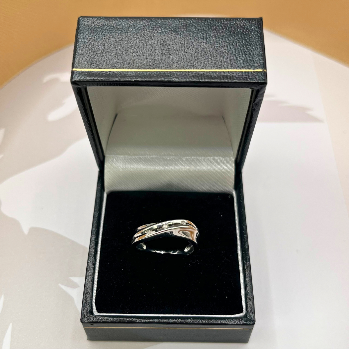 9ct White Gold Three Stone Diamond Twist Ring