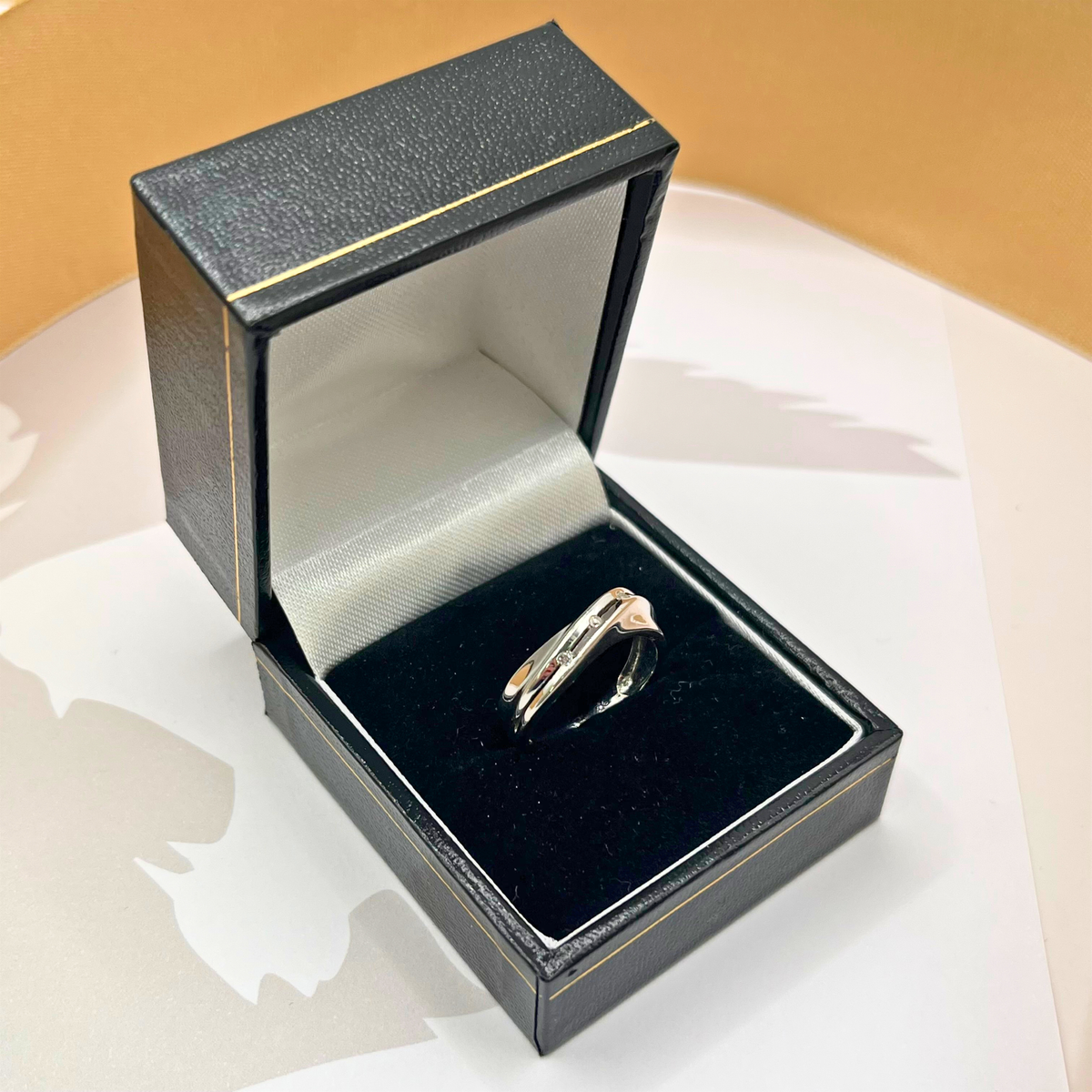 9ct White Gold Three Stone Diamond Twist Ring