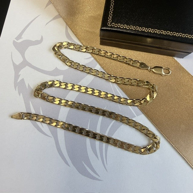 9ct Yellow Gold Curb Chain Solid Gold - 20 Inch