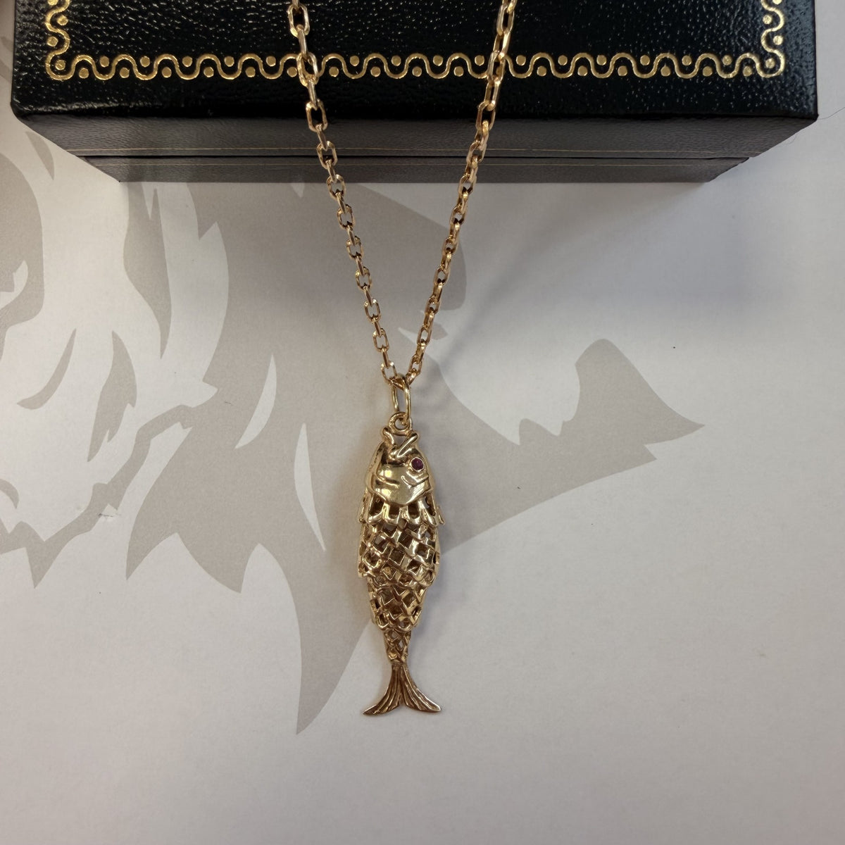 9ct Yellow Gold Articulated Fish Necklace - 20 Inch