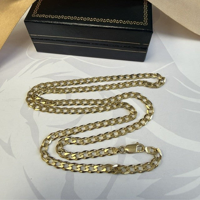 9ct Gold Curb Chain Solid Gold Man's Chain - 24 Inch