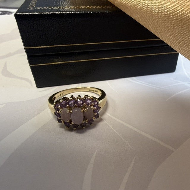 9ct Gold Amethyst and Opal Dress Ring