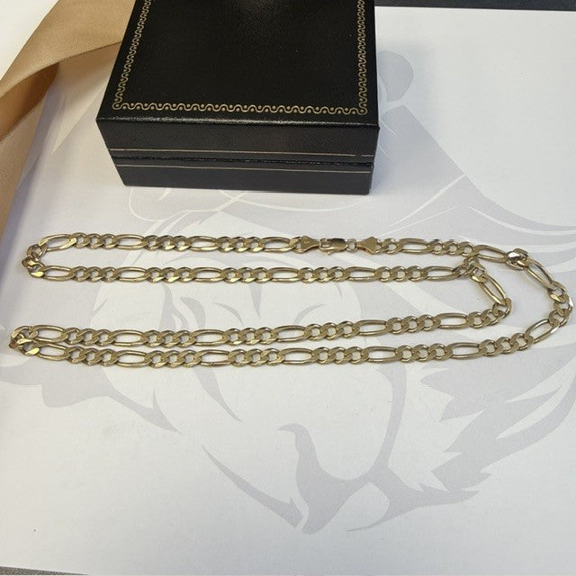 9ct Gold Figaro Chain Solid Gold Chain - 26 Inch