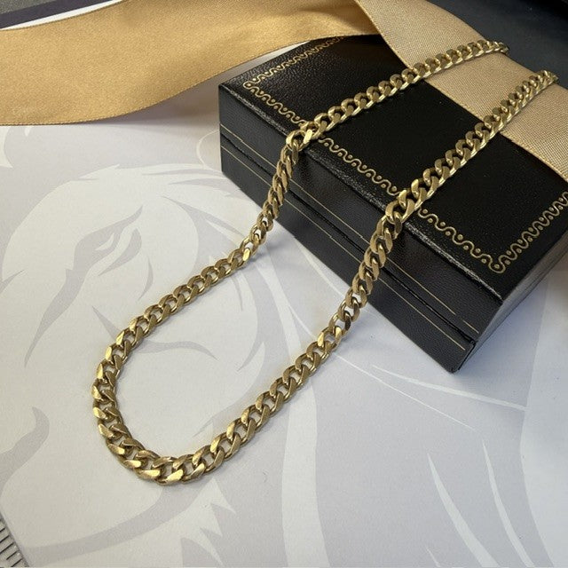 9ct Gold Cuban Chain Man's Solid Gold Chain - 18 Inch