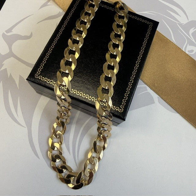 9ct Yellow Gold Curb Chain Solid Gold - 18 Inch