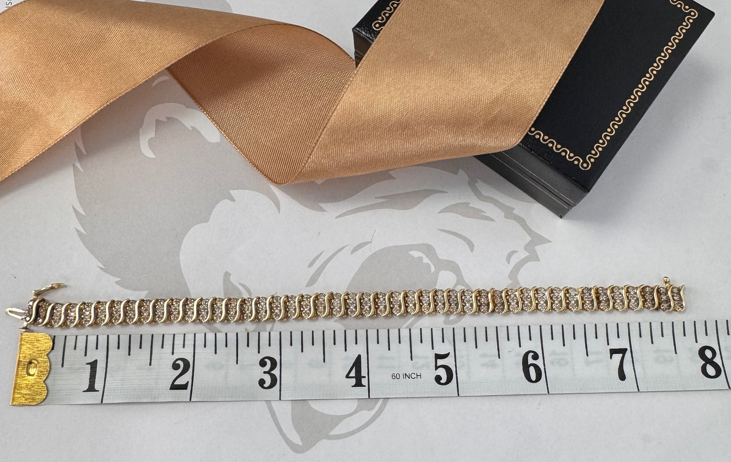 14ct Yellow Gold Diamond Tennis Bracelet – 7.5 Inches