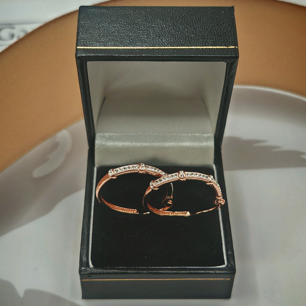 Rose Gold Plated Sterling Silver Cubic Zirconia Hoop Earrings
