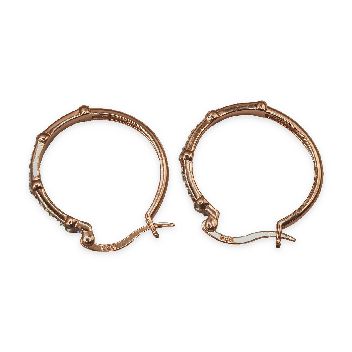 Rose Gold Plated Sterling Silver Cubic Zirconia Hoop Earrings – view 5