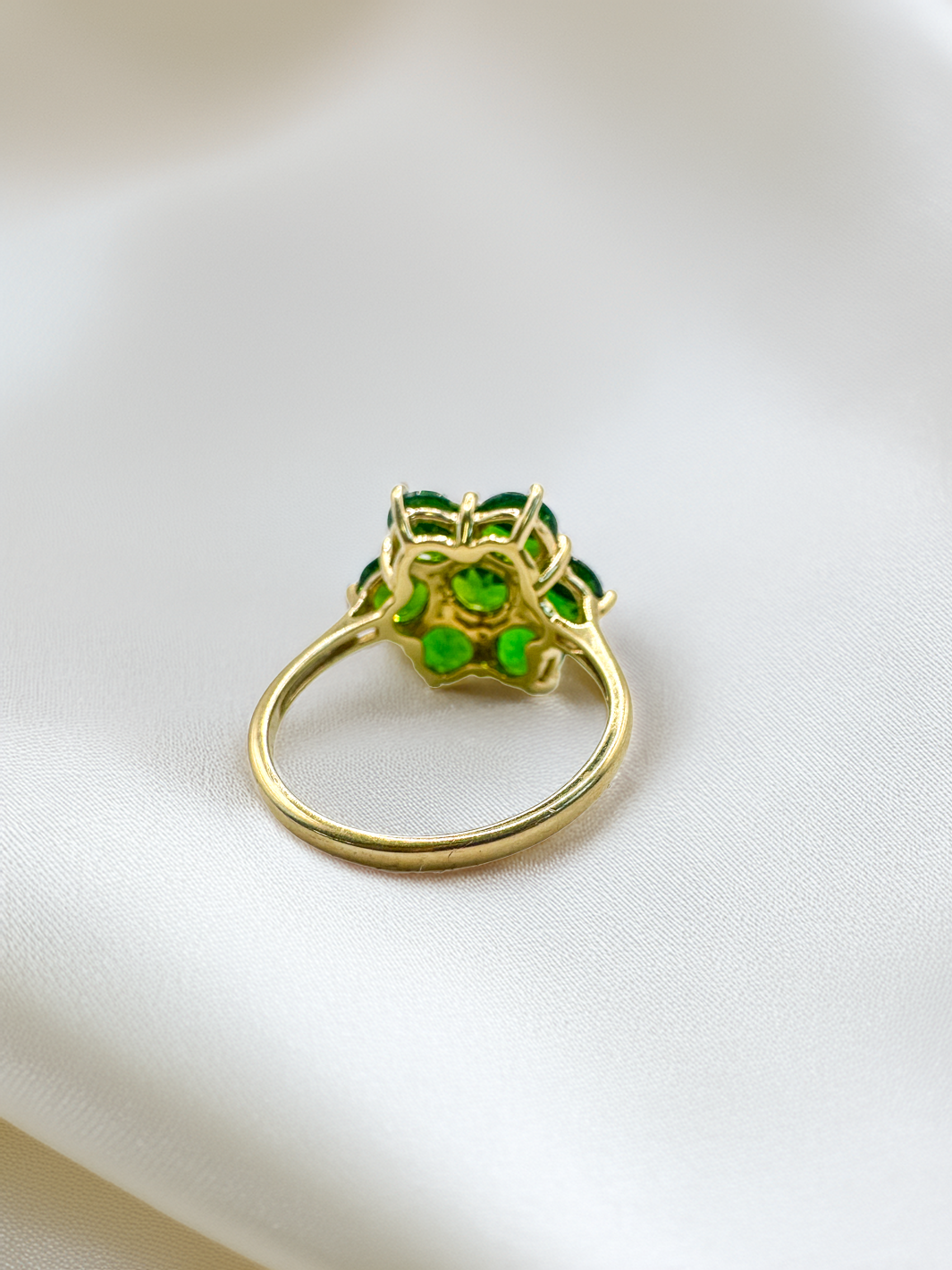 9ct Yellow Gold Green Gemstone Cluster Ring