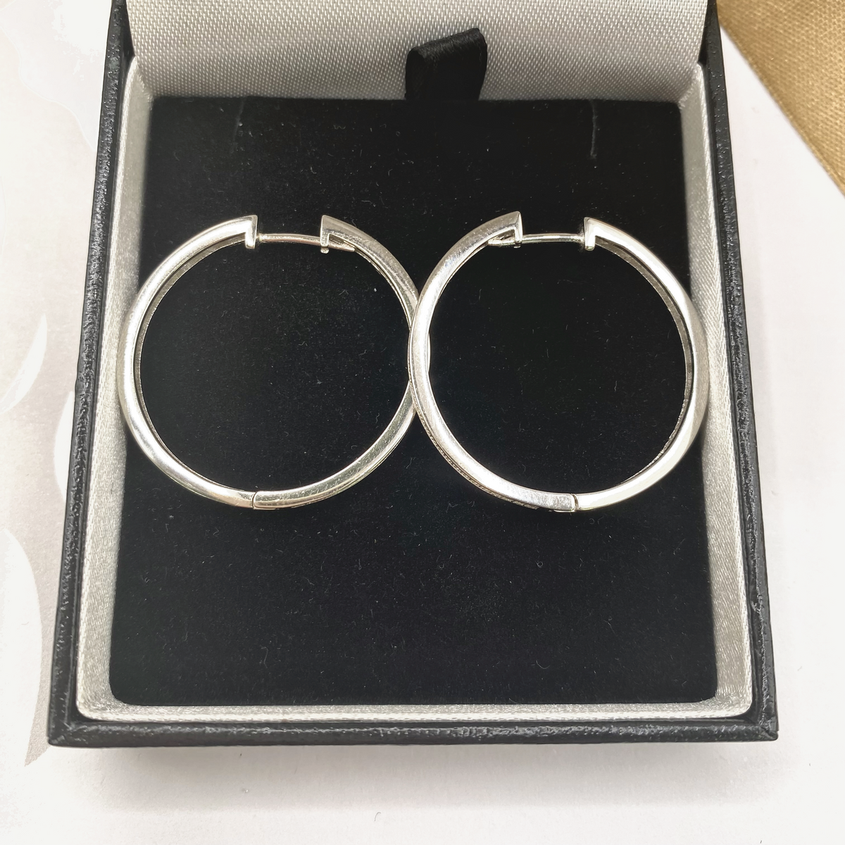 Sterling Silver Clear Stone Set Hinged Hoop Earrings – view 3
