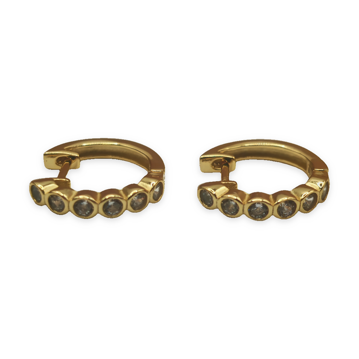 Yellow Gold Plated Cubic Zirconia Huggie Hoop Earrings – view 4