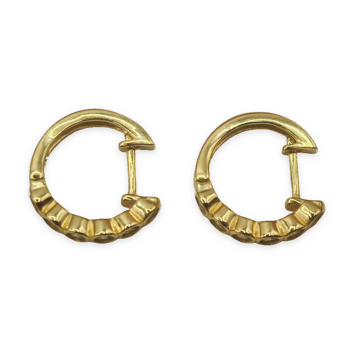 Yellow Gold Plated Cubic Zirconia Huggie Hoop Earrings – view 6