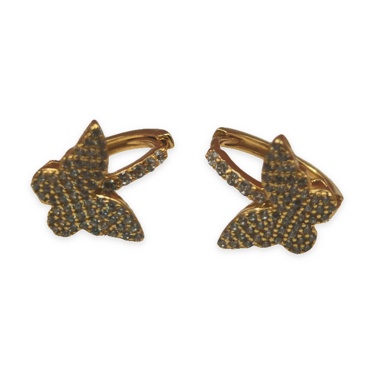 Yellow Sterling Silver Pavé Cubic Zirconia Butterfly Huggie Hoop Earrings – view 4