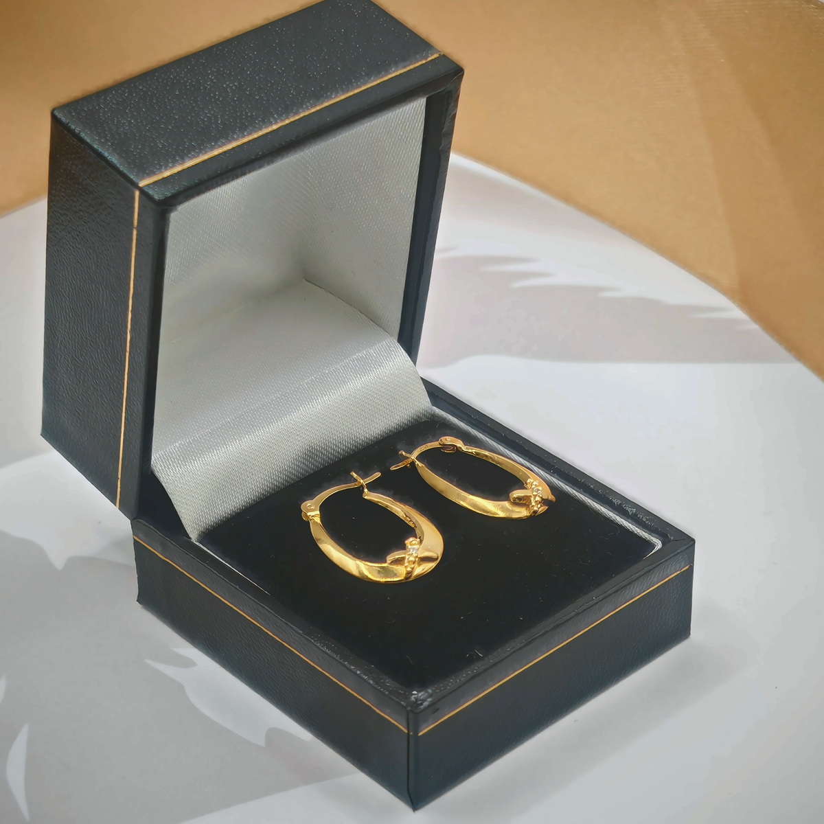 Yellow Sterling Silver Stone-Set Hoop Earrings – view 2