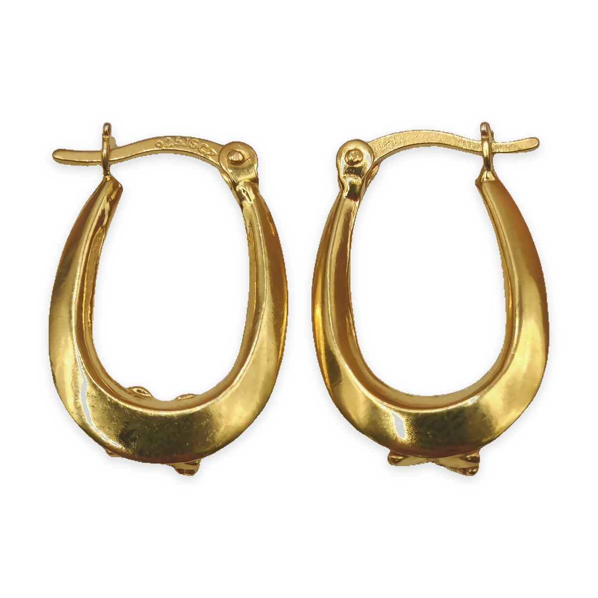 Yellow Sterling Silver Stone-Set Hoop Earrings – view 5
