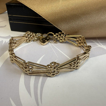 9ct Yellow Gold Gate Bracelet - 7 Inch