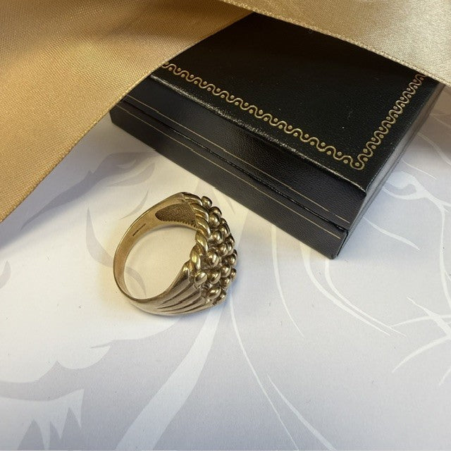 9ct Gold Gents 5 Row Keeper Ring Solid Gold