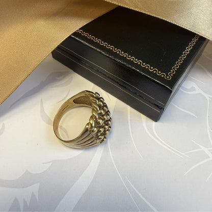 9ct Gold Gents 5 Row Keeper Ring Solid Gold