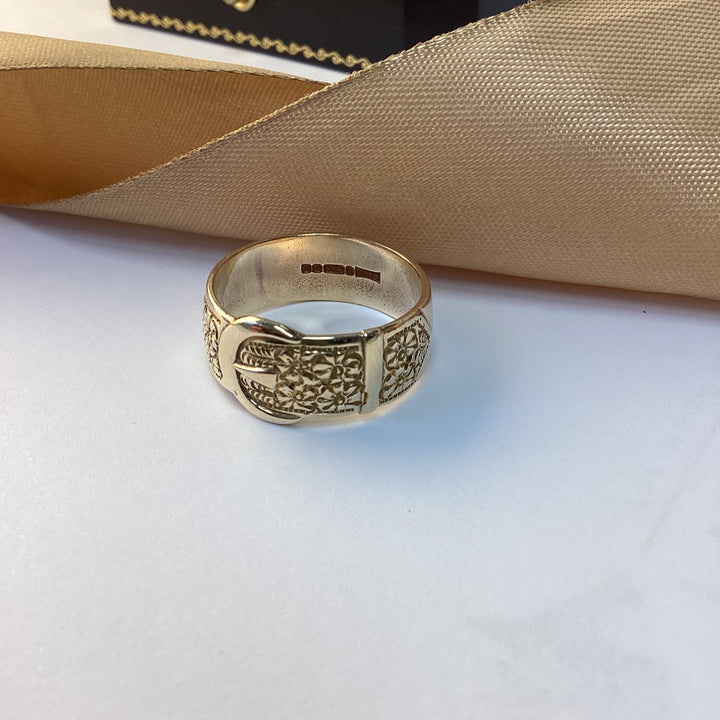 9ct Yellow Gold Buckle Ring Mans Ring