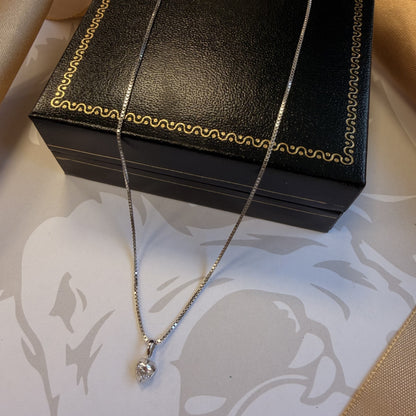 9ct White Gold Diamond Heart Pendant Necklace - 18 Inch
