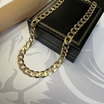 9ct Gold Curb Chain Solid Gold Men's Curb - 21 Inch