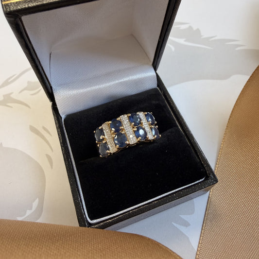 9ct Yellow Gold Blue Sapphire Dress Ring